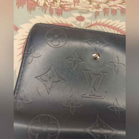 Louis Vuitton Blue Monogram Vernis French Purse Compact Kisslock Wallet - Picture 12 of 16